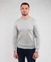 Sweat homme gris en coton bio - Vue de face, col rond et coupe ajustée