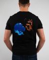 Dos t-shirt noir homme avec motif lion bleu et papillon orangé