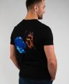 Dos t-shirt homme avec motif lion bleu et papillon orangé Made in France