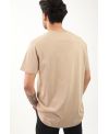 T-shirt homme Ky-Kas beige – coton bio confortable, logo rouge sur le cœur