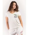 T-shirt bio femme col V blanc crème – 100 % coton bio fabriqué en France | KY-KAS
