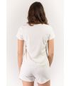 T-shirt bio femme col V blanc crème – 100 % coton bio fabriqué en France | KY-KAS